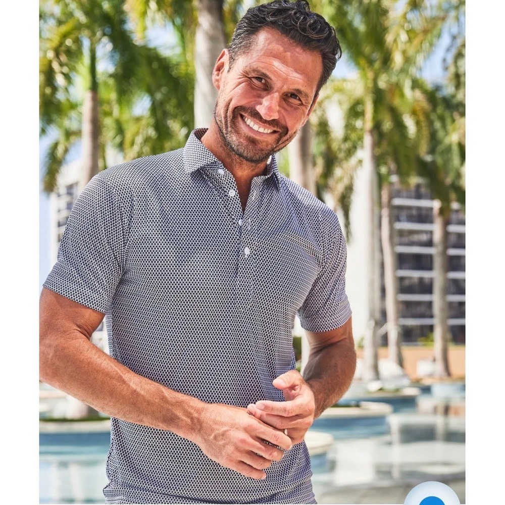 Collars & Co Men Size XL Polo Shirt Black White Vantage Dress Collar Stretch NWT